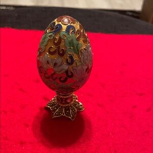Vintage Colorful Decorative Egg on Stand